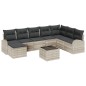 vidaXL Set di Divano da Giardino in 9 Pezzi con Cuscini Grigi in Rattan Sintetico