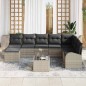 vidaXL Set di Divano da Giardino in 9 Pezzi con Cuscini Grigi in Rattan Sintetico