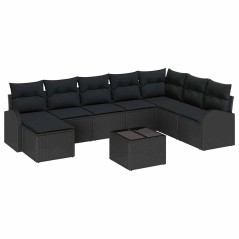 vidaXL Set di Divani da Giardino da 9 Pezzi con Cuscini Beige in Rattan Sintetico.