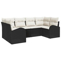 vidaXL Set di Sofà da Giardino a 6 Pezzi con Cuscini Neri in Rattan Sintetico di