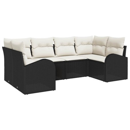vidaXL Set di Sofà da Giardino a 6 Pezzi con Cuscini Neri in Rattan Sintetico di