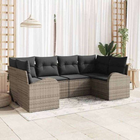 vidaXL Set da Giardino 6 Pezzi con Cuscini Grigi in Rattan