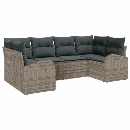 vidaXL Set da Giardino 6 Pezzi con Cuscini Grigi in Rattan