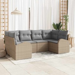 vidaXL Set Divano da Giardino 6 Pezzi con Cuscini Beige in Rattan Sintetico