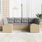 vidaXL Set Divano da Giardino 6 Pezzi con Cuscini Beige in Rattan Sintetico