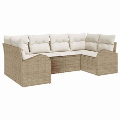 vidaXL Set di divani da giardino a 6 pezzi con cuscini beige in polirattan