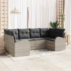 vidaXL Set giardino 6 pezzi con cuscini grigi chiari in rattan sintetico