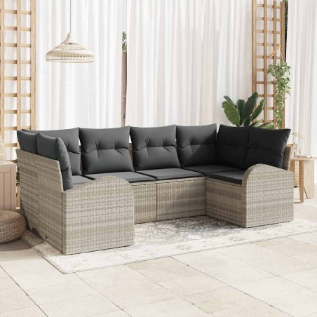 vidaXL Set giardino 6 pezzi con cuscini grigi chiari in rattan sintetico