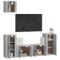 Set di Mobili Porta TV 5 pz Grigio Cemento in Legno Multistrato Set di Mobili Porta TV 5 pz Grigio Cemento in Legno Multistrato