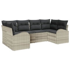 vidaXL Set giardino 6 pezzi con cuscini grigi chiari in rattan sintetico