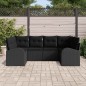 vidaXL Set Divano da Giardino 6 Pezzi con Cuscini in Rattan Nero