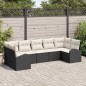 vidaXL Set Divani da Giardino , 7 Pezzi con Cuscini Neri in Rattan.