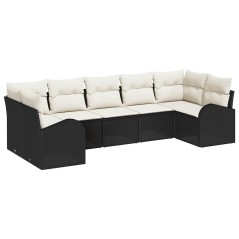 vidaXL Set Divani da Giardino , 7 Pezzi con Cuscini Neri in Rattan.