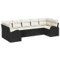 vidaXL Set Divani da Giardino , 7 Pezzi con Cuscini Neri in Rattan.