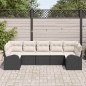 vidaXL Set Divani da Giardino , 7 Pezzi con Cuscini Neri in Rattan.