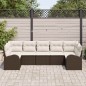 vidaXL Set di divani da giardino , 7 pezzi con cuscini marroni in rattan sintetico.