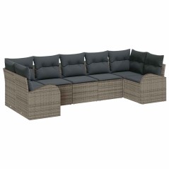 vidaXL Set divano da giardino 7 pezzi con cuscini grigi in rattan sintetico