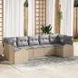 vidaXL Set di divani da giardino , 7 pezzi con cuscini beige in rattan sintetico