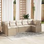 vidaXL Set Divano da Giardino con Cuscini Beige in Polyrattan - 7 Pezzi