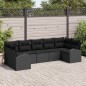 vidaXL Set Divano da Giardino - 7 Pezzi con Cuscini Neri in Rattan Sintetico vidaXL Set Divano da Giardino - 7 Pezzi con Cuscini Neri in Rattan Sintetico