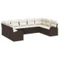 vidaXL Set da Giardino a 9 Pezzi con cuscini marroni in rattan poliolefinico.