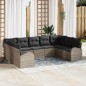vidaXL Set Divano da Giardino 9 Pezzi con Cuscini Grigi in Poly Rattan
