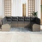 vidaXL Set Divano da Giardino 9 Pezzi con Cuscini Grigi in Poly Rattan