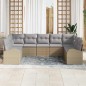 vidaXL Set Divano da Giardino 9 Pezzi con Cuscini Beige in Rattan Sintetico