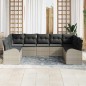 vidaXL Set da Giardino da 9 Pezzi con Cuscini Grigio Chiaro in Poly Rattan