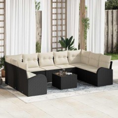 vidaXL Set di divani da giardino 9 pezzi con cuscini in rattan sintetico marrone.