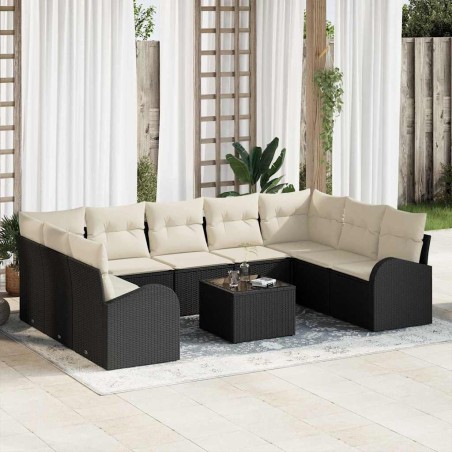 vidaXL Set di divani da giardino 9 pezzi con cuscini in rattan sintetico marrone.