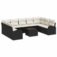 vidaXL Set di divani da giardino 9 pezzi con cuscini in rattan sintetico marrone.