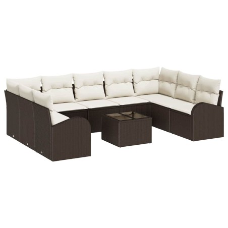 vidaXL Set di divani da giardino da 9 pezzi con cuscini grigi in poly rattan.