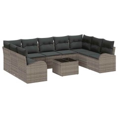 vidaXL Set Divano da Giardino 9 Pezzi con Cuscini Neri in Rattan Sintetico