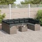 vidaXL Set Divano da Giardino 9 Pezzi con Cuscini Neri in Rattan Sintetico