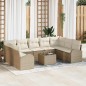 vidaXL Set da Giardino con Cuscini 10 Pezzi in Polyrattan Marrone