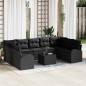 vidaXL Set di divani da giardino da 10 pezzi con cuscini beige in rattan sintetico.