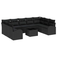 vidaXL Set di divani da giardino da 10 pezzi con cuscini beige in rattan sintetico.