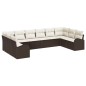 vidaXL Set di divani da giardino da 10 pezzi con cuscini in rattan marrone