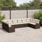 vidaXL Set di divani da giardino da 10 pezzi con cuscini in rattan marrone