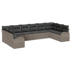 vidaXL Set di divani da giardino da 10 pezzi con cuscini in rattan grigio