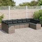 vidaXL Set di divani da giardino da 10 pezzi con cuscini in rattan grigio