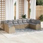 vidaXL Set Divano da Giardino 10 Pezzi con Cuscini in Rattan Beige vidaXL Set Divano da Giardino 10 Pezzi con Cuscini in Rattan Beige