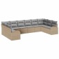 vidaXL Set Divano da Giardino 10 Pezzi con Cuscini in Rattan Beige vidaXL Set Divano da Giardino 10 Pezzi con Cuscini in Rattan Beige