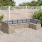 vidaXL Set Divano da Giardino 10 Pezzi con Cuscini in Rattan Beige vidaXL Set Divano da Giardino 10 Pezzi con Cuscini in Rattan Beige