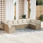 vidaXL Set di divani da giardino in 10 pezzi con cuscini - Rattan poliestere beige