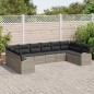 vidaXL Set divani giardino 10 pezzi con cuscini in rattan sintetico grigio chiaro