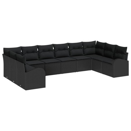 vidaXL Set di divani da giardino da 10 pezzi con cuscini in rattan nero