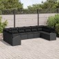 vidaXL Set di divani da giardino da 10 pezzi con cuscini in rattan nero