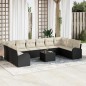 vidaXL Set di divani da giardino in 10 pezzi con cuscini in rattan poliestere marrone vidaXL Set di divani da giardino in 10 pezzi con cuscini in rattan poliestere marrone